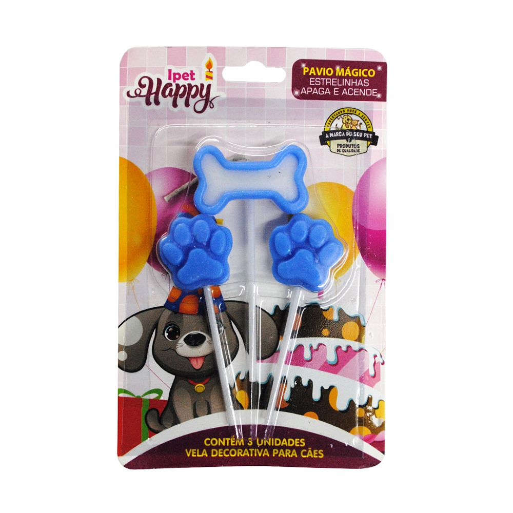 Vela Happy Dog Azul Ipet Un