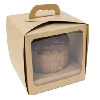 Caixa C/alca Visor Panetone Kraft