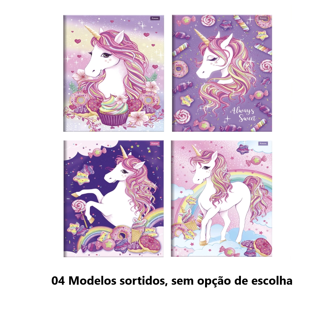 Cader Broch 1/4 Capa Dura Unicornio 96fls Foroni
