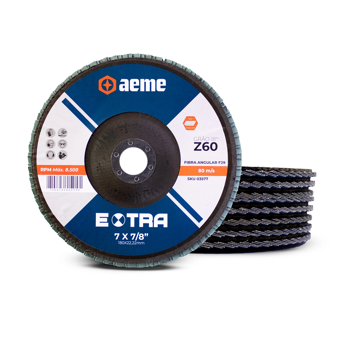Disco Flap Aeme Extra Fibra Angular Zircônio 7" (180mm) 10 Unidades - 60