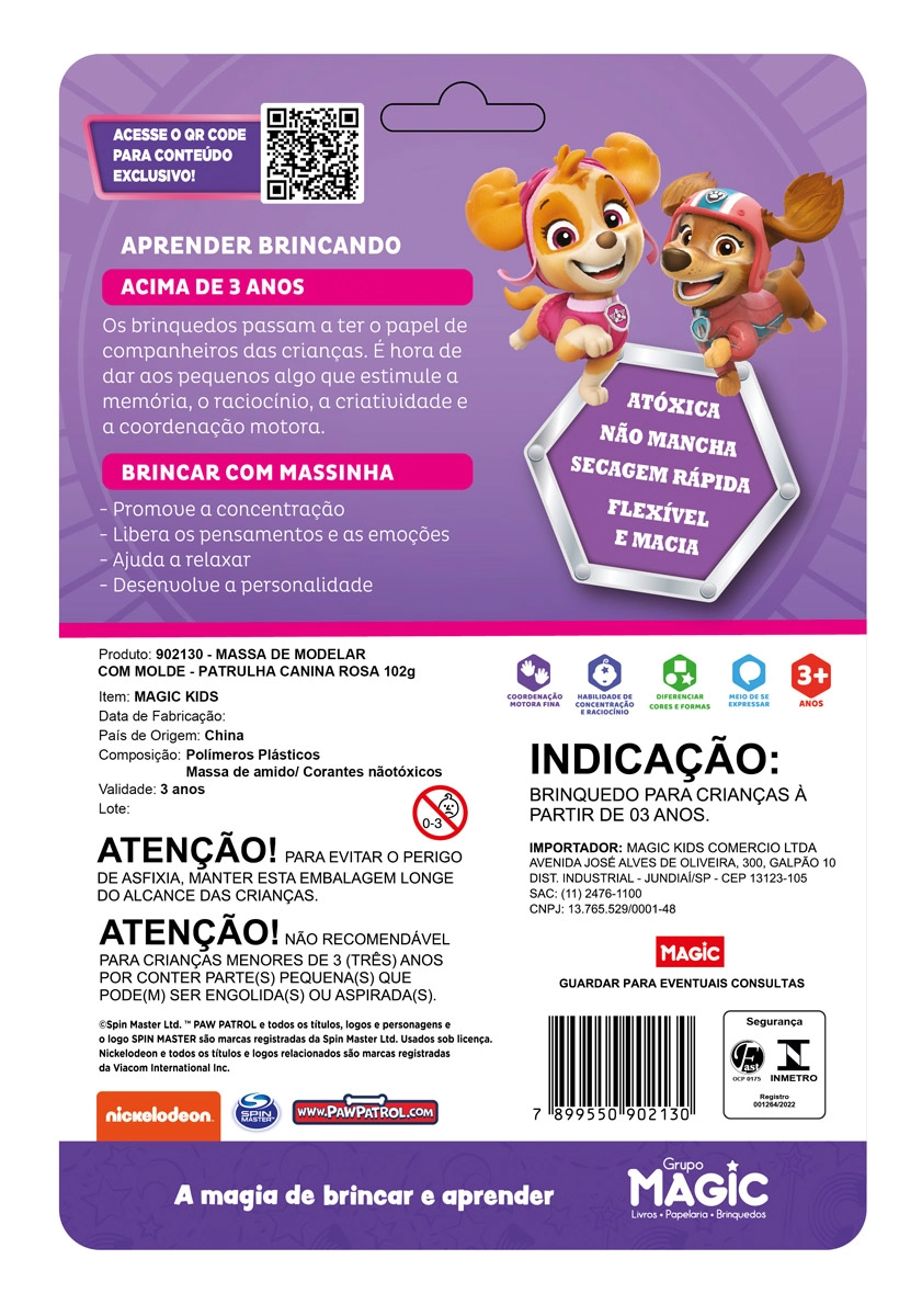 Kit Massinha Modelar 6 Cores 5 Acess Patrulha Canina Roxo 102g 902130 Mag