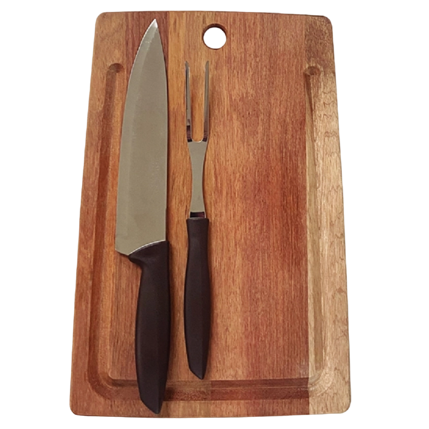 Kit Churrasco Tramontina 3 Pcs Tabua Faca E Garfo