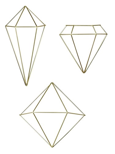 Umbra Prisma Decorative Accents, Set Of 3 Geometric Shapes 6 Wall Decor Pieces , Brass
