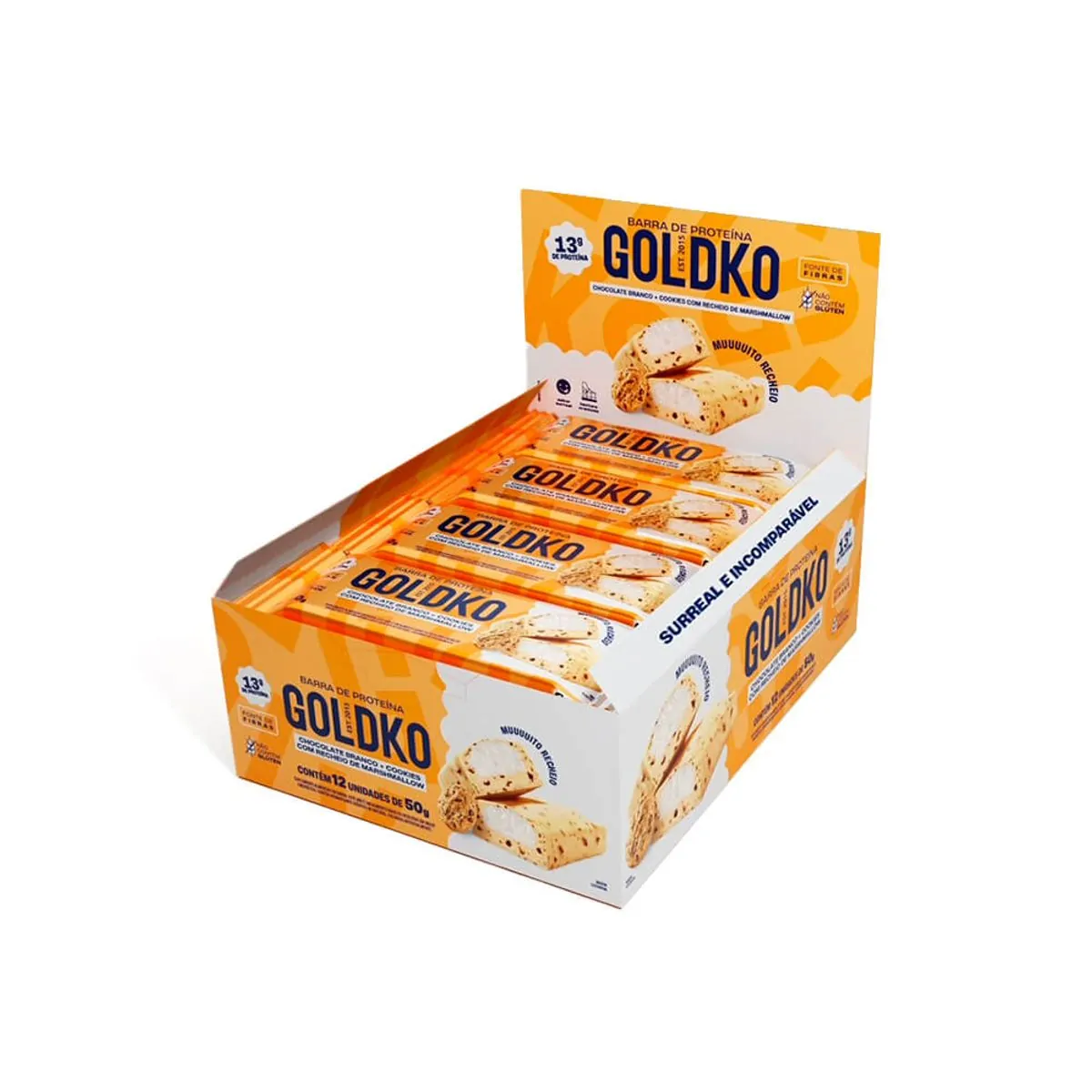 Barra de Proteína Chocolate Branco e Cookies com Marshmallow 50g - 12 Unidades