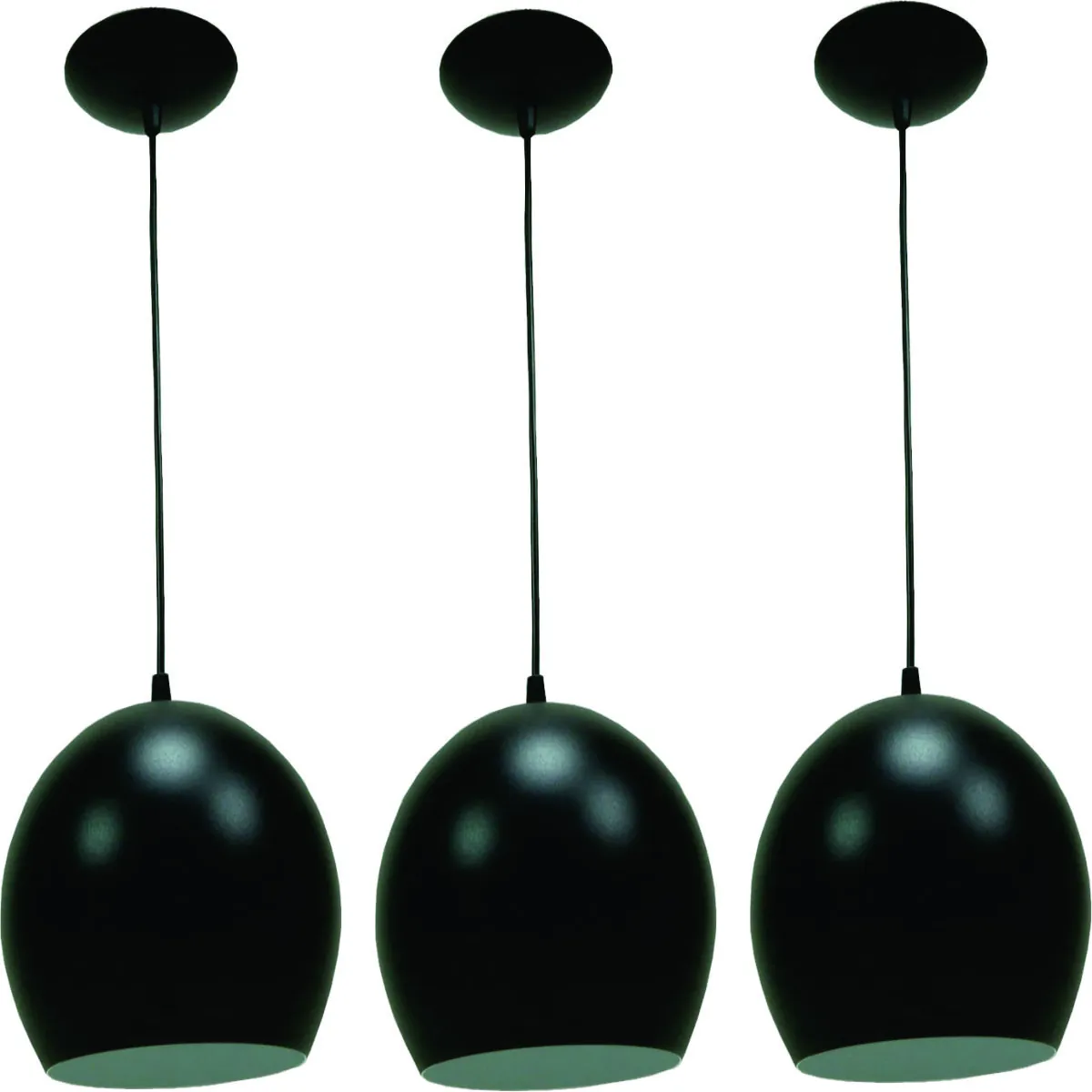 Kit 3 Luminárias Pendente Bola Pequena Preto Fosco
