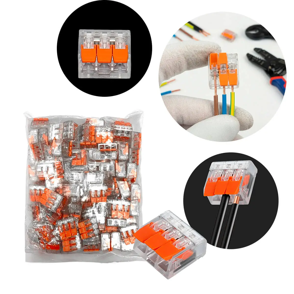 Conector De Emenda 3 Vias Transparente 100 Unidades