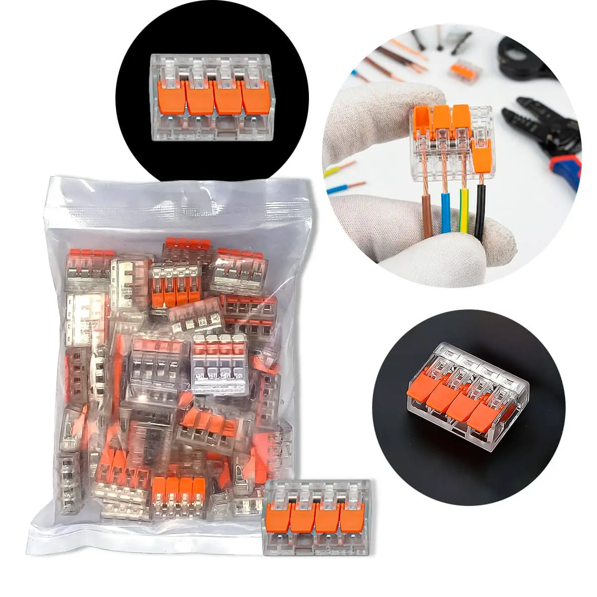 Conector De Emenda 4 Vias Transparente 50 Unidades