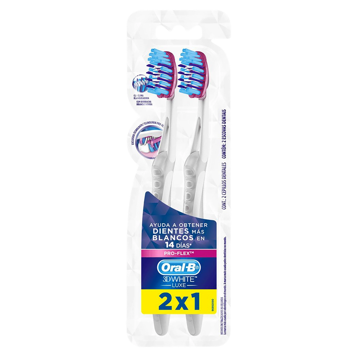 Escova Dental Macia Oral B 3d White Luxe Pro Flex 2 Unidades