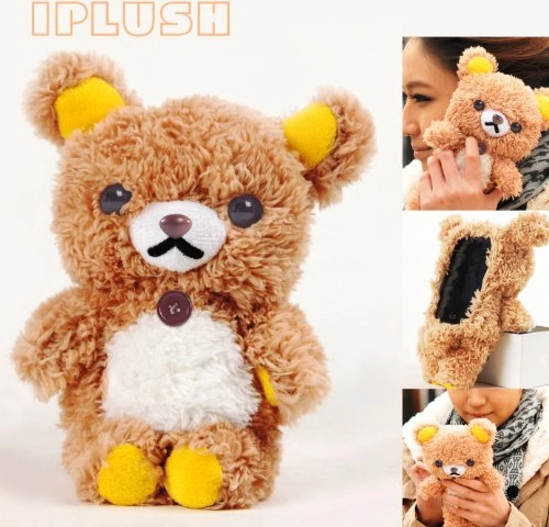 Authentic Iplush Plush Toy Cell Phone Case For Iphone 5 5s 5c Brown Bear