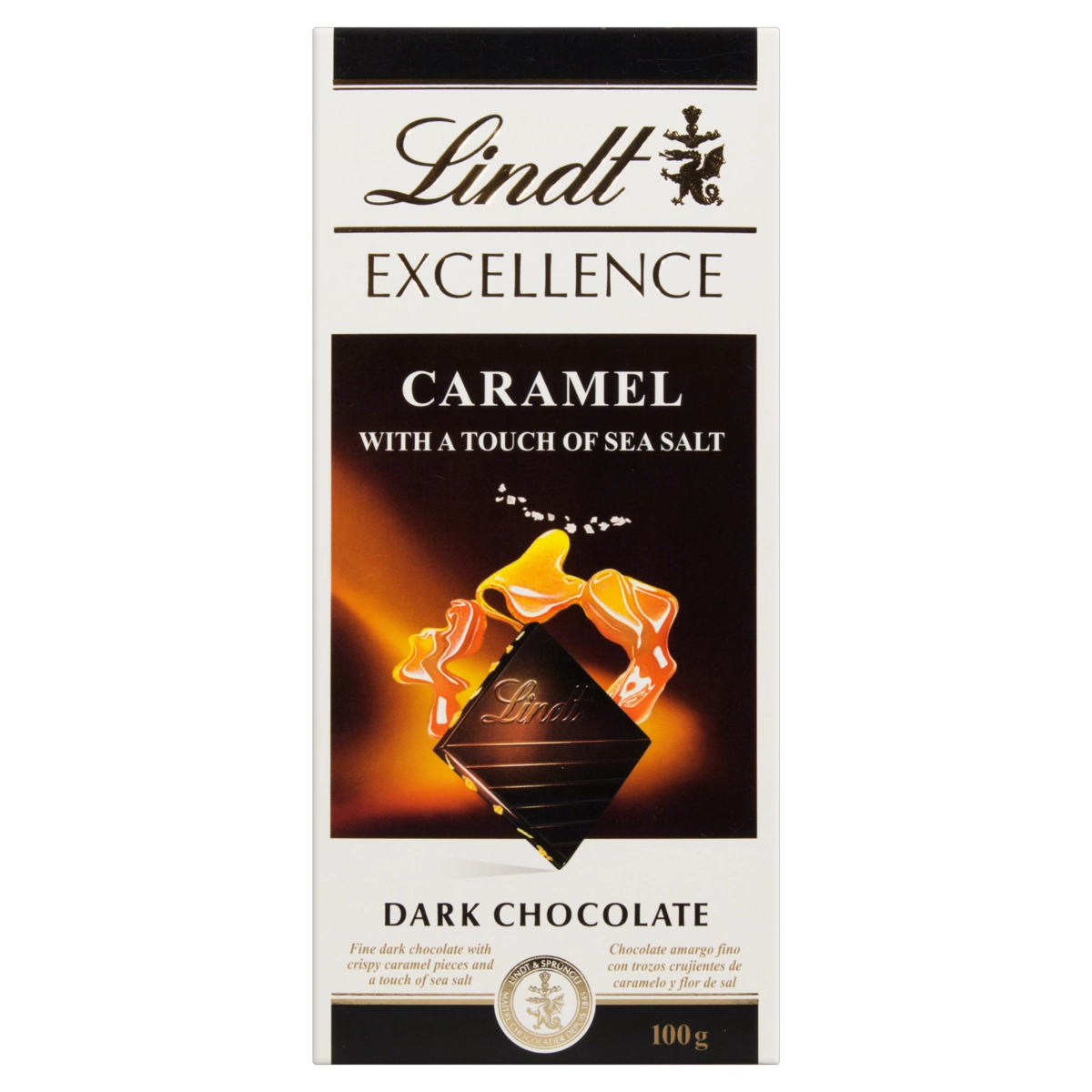 Chocolate Suíço com Caramelo e Flor de Sal LINDT Excellence Barra 100g