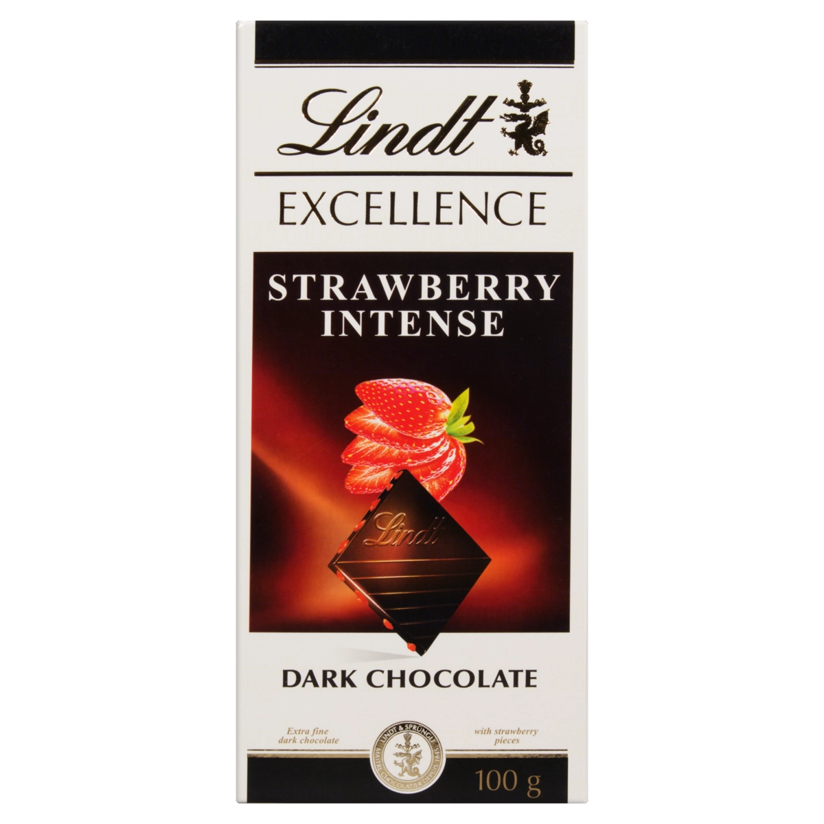 Chocolate Amargo Com Pedaços De Morango Lindt Excellence Caixa 100g