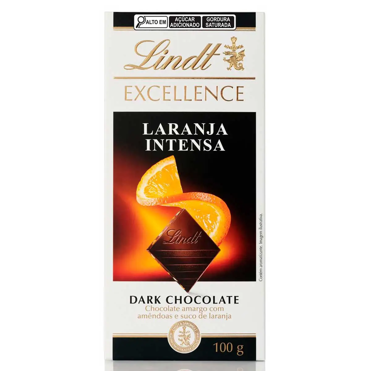 Chocolate Suíço Amargo com Laranja e Amêndoas LINDT Excellence Barra 100g