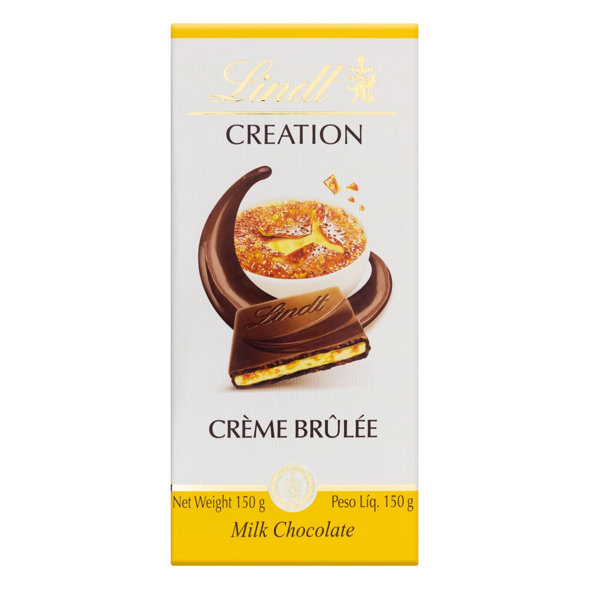 Chocolate ao Leite Recheio Cremoso com Pedaços de Biscoito e Açúcar Caramelizado Lindt Creation Cartucho 150g