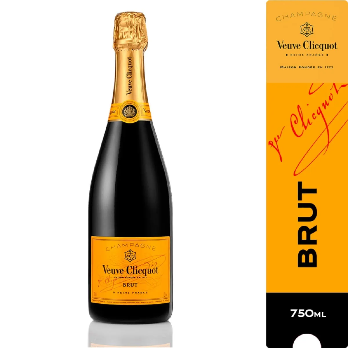 Champagne Veuve Clicquot Brut Branco Pinot Noir, Pinot Meunier e Chardonnay 750ml