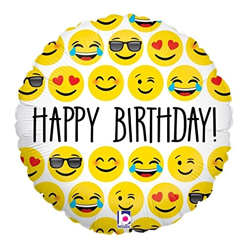 Emoji Birthday Balloon 18 Inch Emoji Mylar Balloon 1 Count