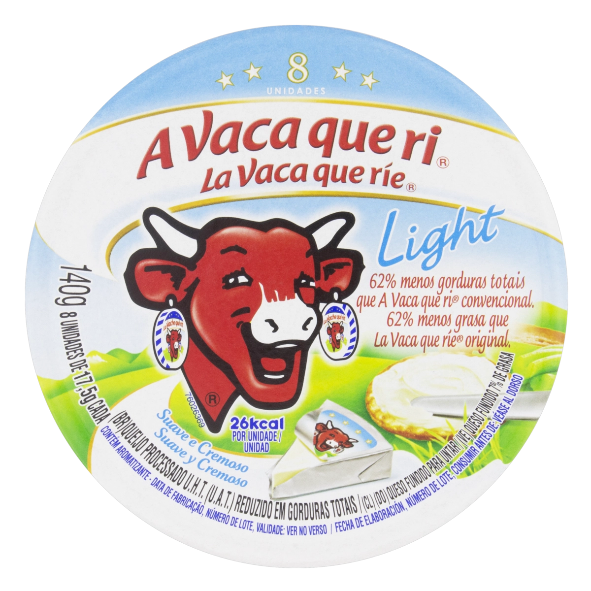 Queijo Processado Uht Light A Vaca Que Ri 140g 8 Unidades