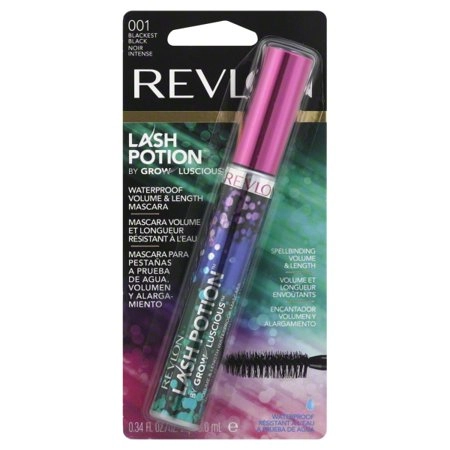 Revlon Lash Potion By Grow Luscious Volume Length Waterproof Mascara, 001 Blackest Black, 0.34 Fl Oz