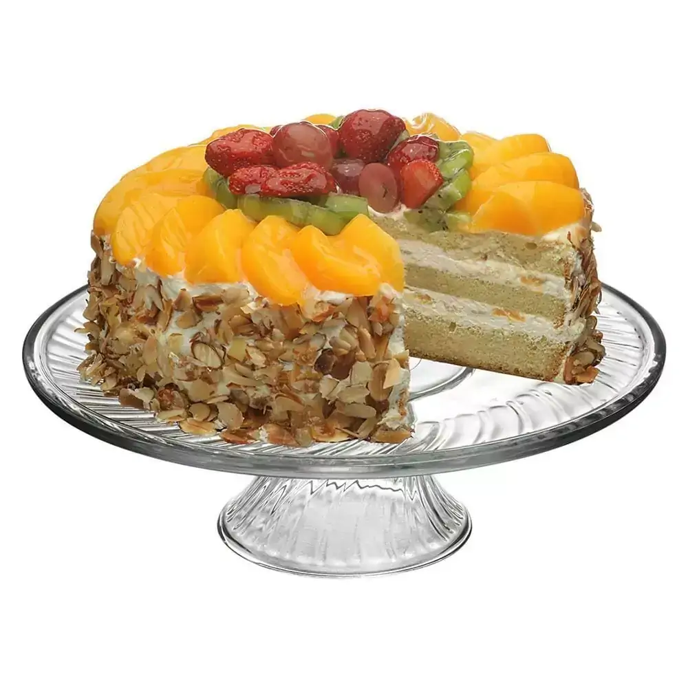 Prato Bolo Com Pé Vidro Transparente Libbey Selene 11X31X31Cm