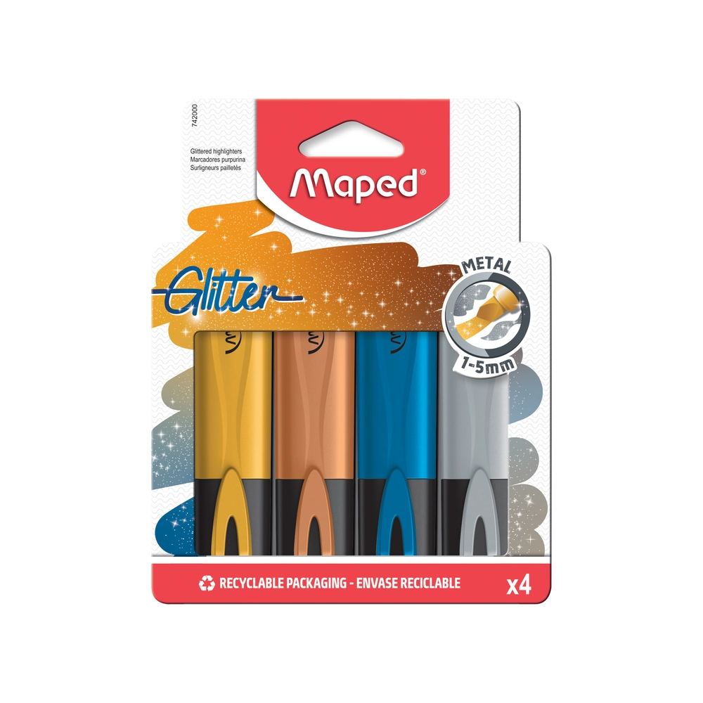 Marca Texto Fluopeps Metal Glitter Blister 742000 Maped