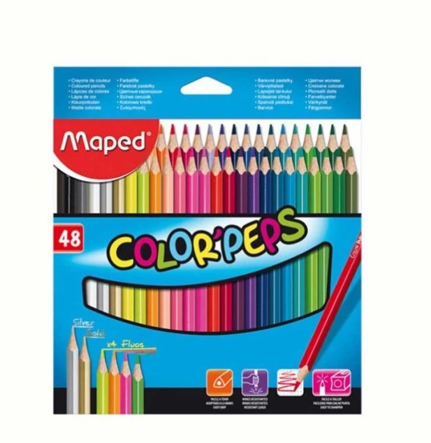 Maped Helix Usa Color Peps Colored Pencils, Assorted Colors, Pack Of 48 832048zv