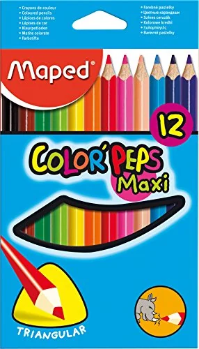 Maped Color Peps Jumbo/maxi Colored Pencils, Pack Of 12 834010zv