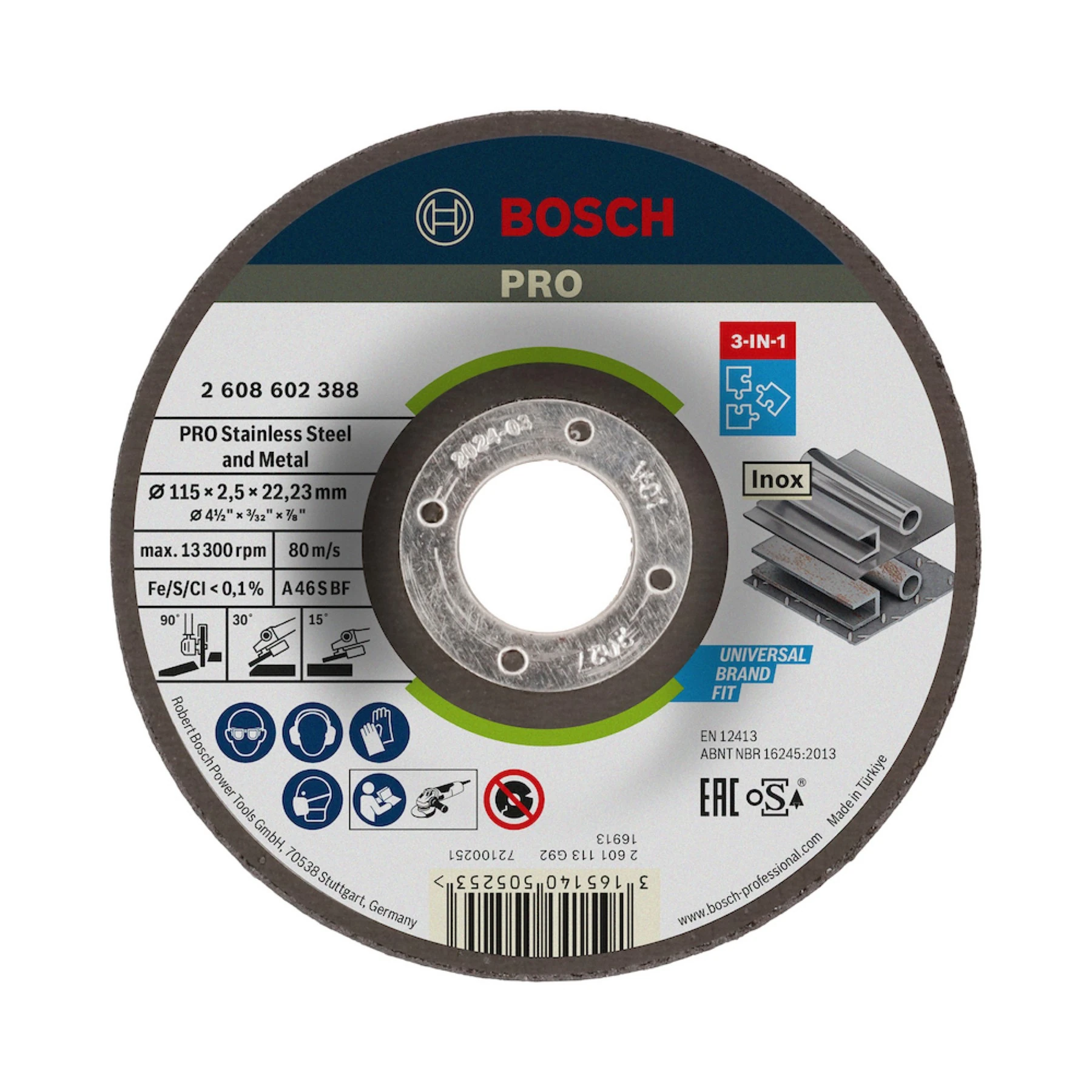 Disco de Corte Abrasivo para Metal 4.1/2" 115mm 1 unidade Bosch