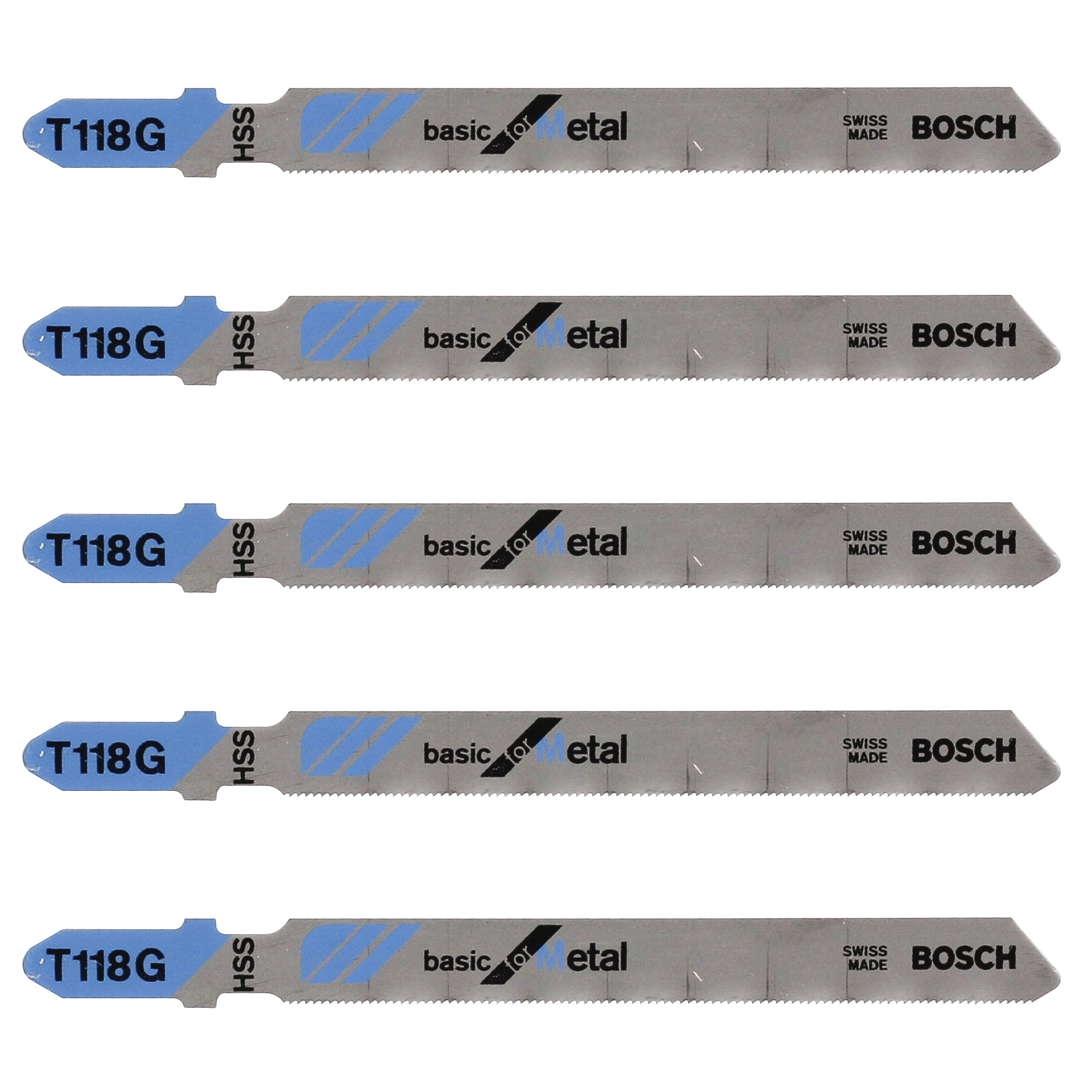 Jogo de Lâminas de Serra Tico-Tico para Metal 0,5-1,50mm Encaixe T T118G 5 Peças Bosch