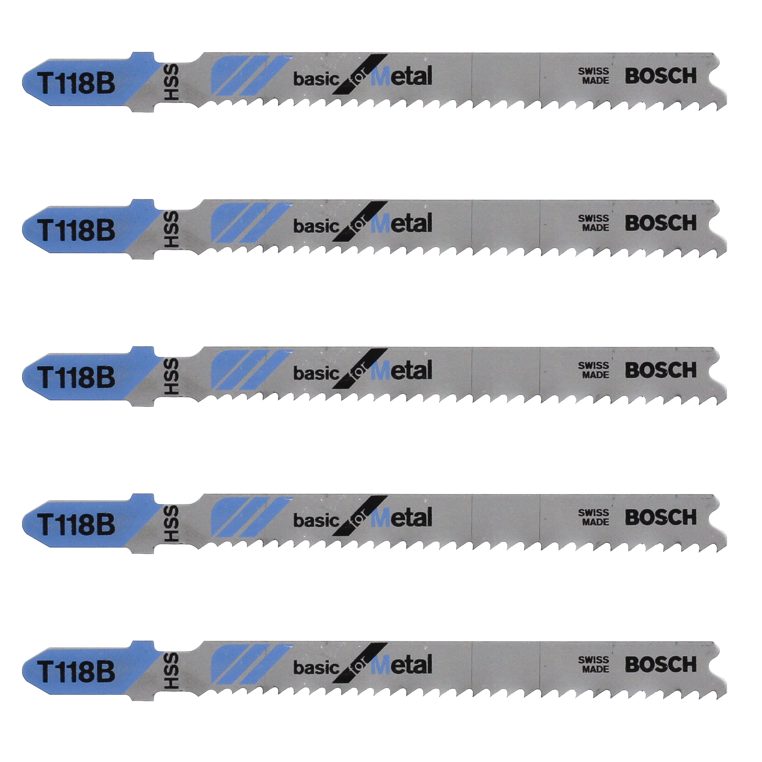 Jogo de Lâminas de Serra Tico-Tico para Chapas de Metal 2,5-6mm Encaixe T T118B 5 Peças Bosch