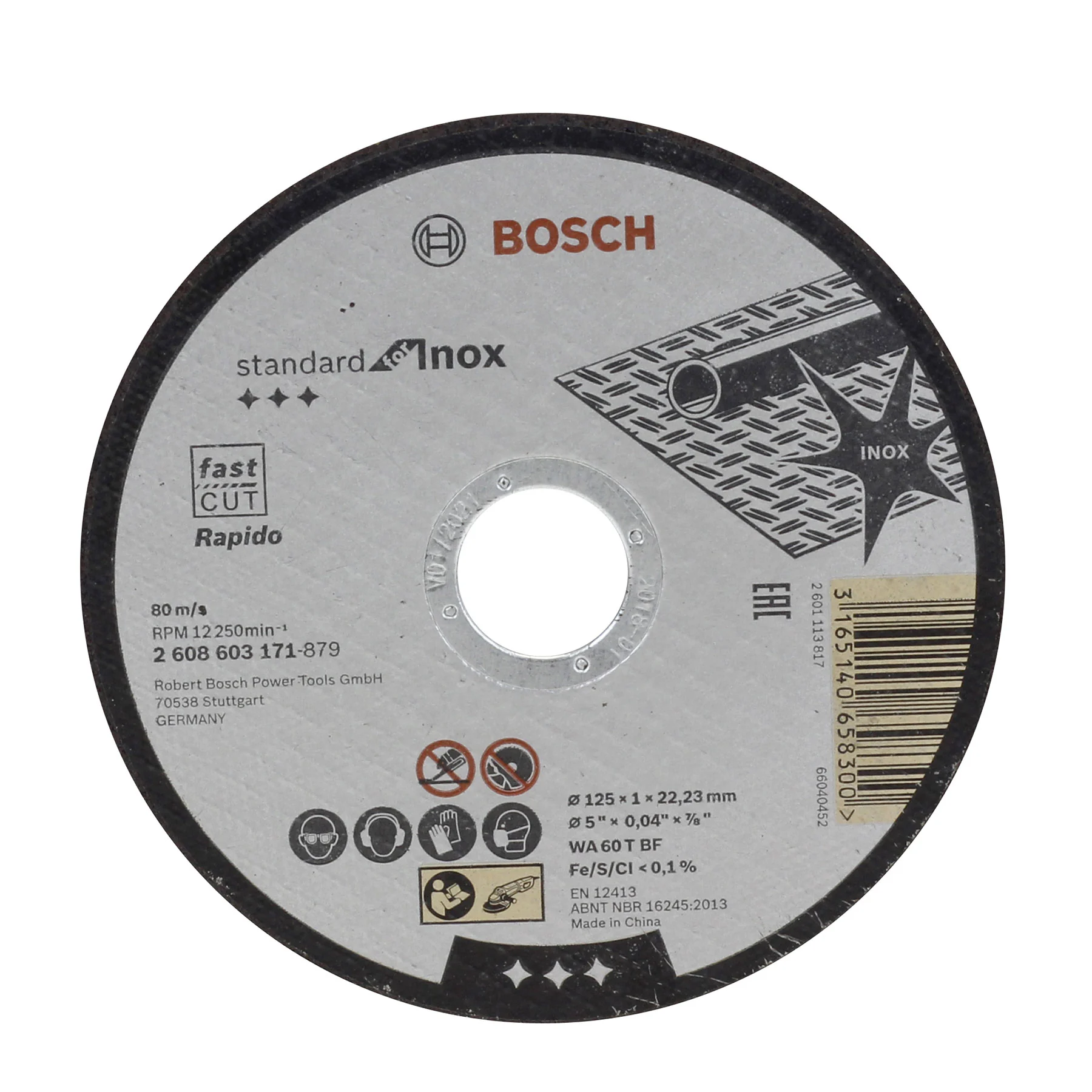 Disco de Corte Abrasivo para Metal 5" 125mm 1 unidade Standard for Inox Bosch