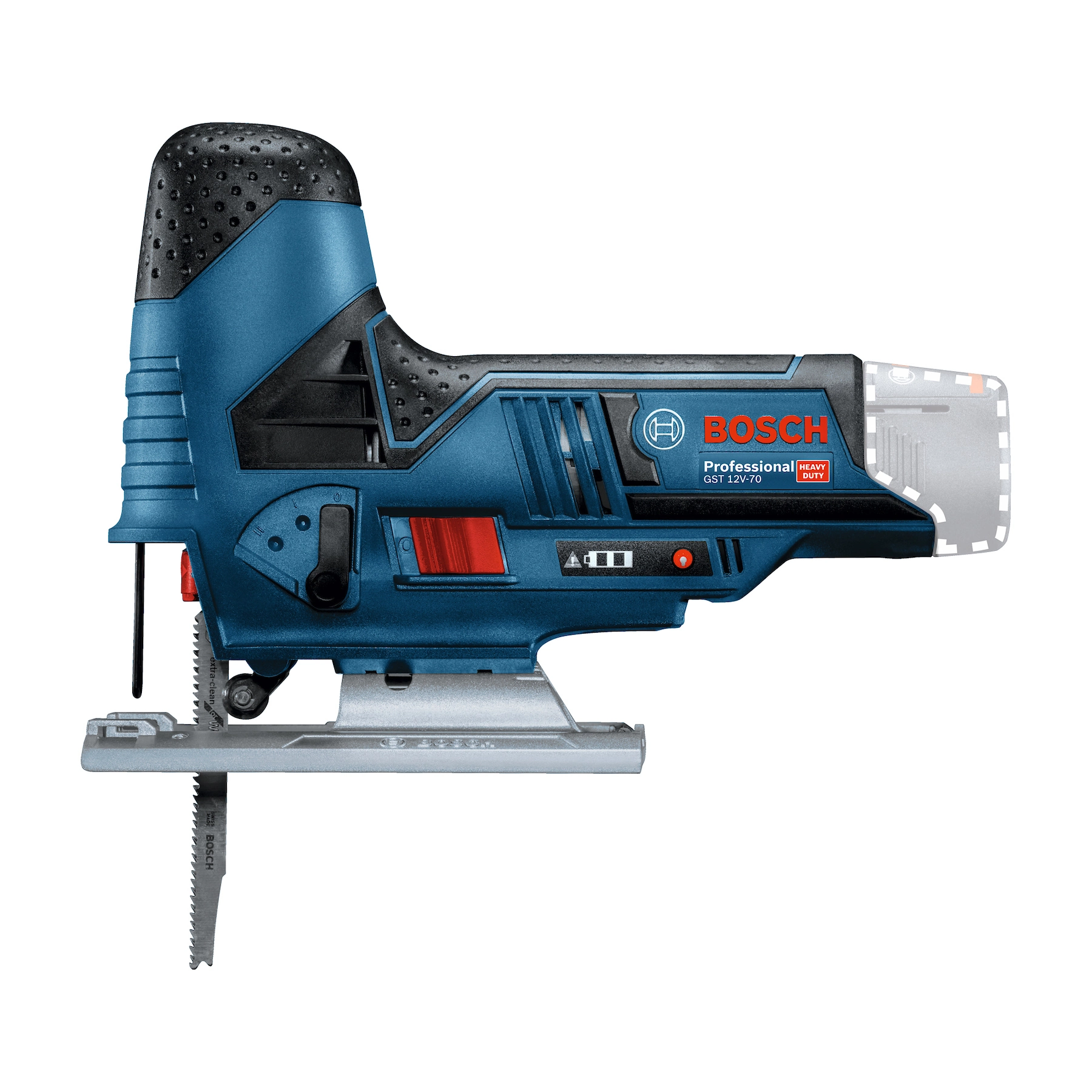 Serra Tico-Tico Bateria Bosch 12V GST 12V-70 para Madeira, Metal, Plástico, Drywall