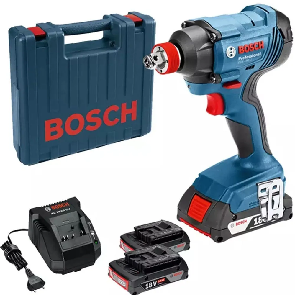 Chave de Impacto Bosch de Impacto a Bateria 18V 1/2" com 2 Baterias e Carregador GDX 180-LI