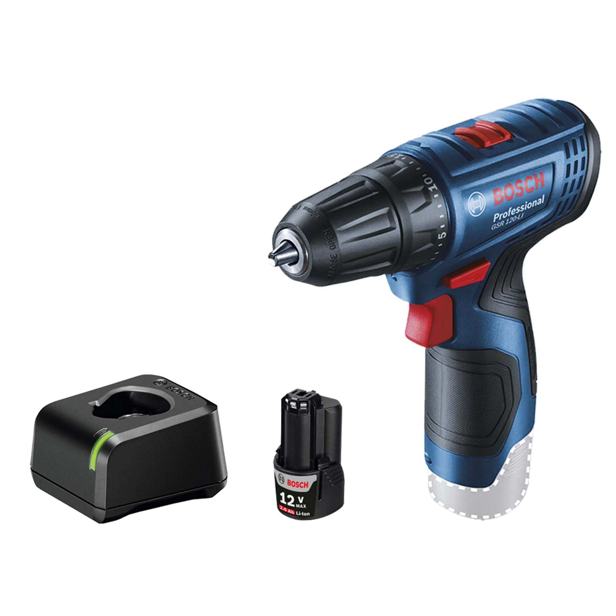 Furadeira e Parafusadeira Bosch GSR 120-Li a Bateria 12V 3/8" com Carregador e Bateria