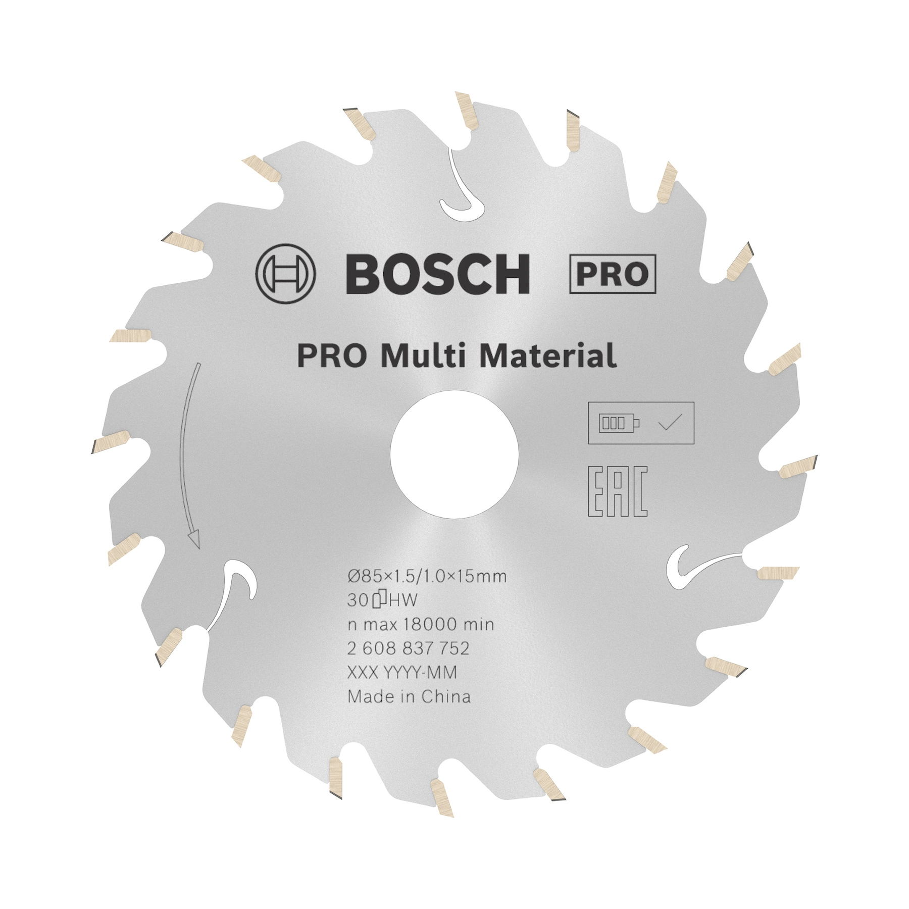 Disco de Serra Standard 1/2"  Pro MultiMaterial Cordless 85mm 30 Dentes Bosch