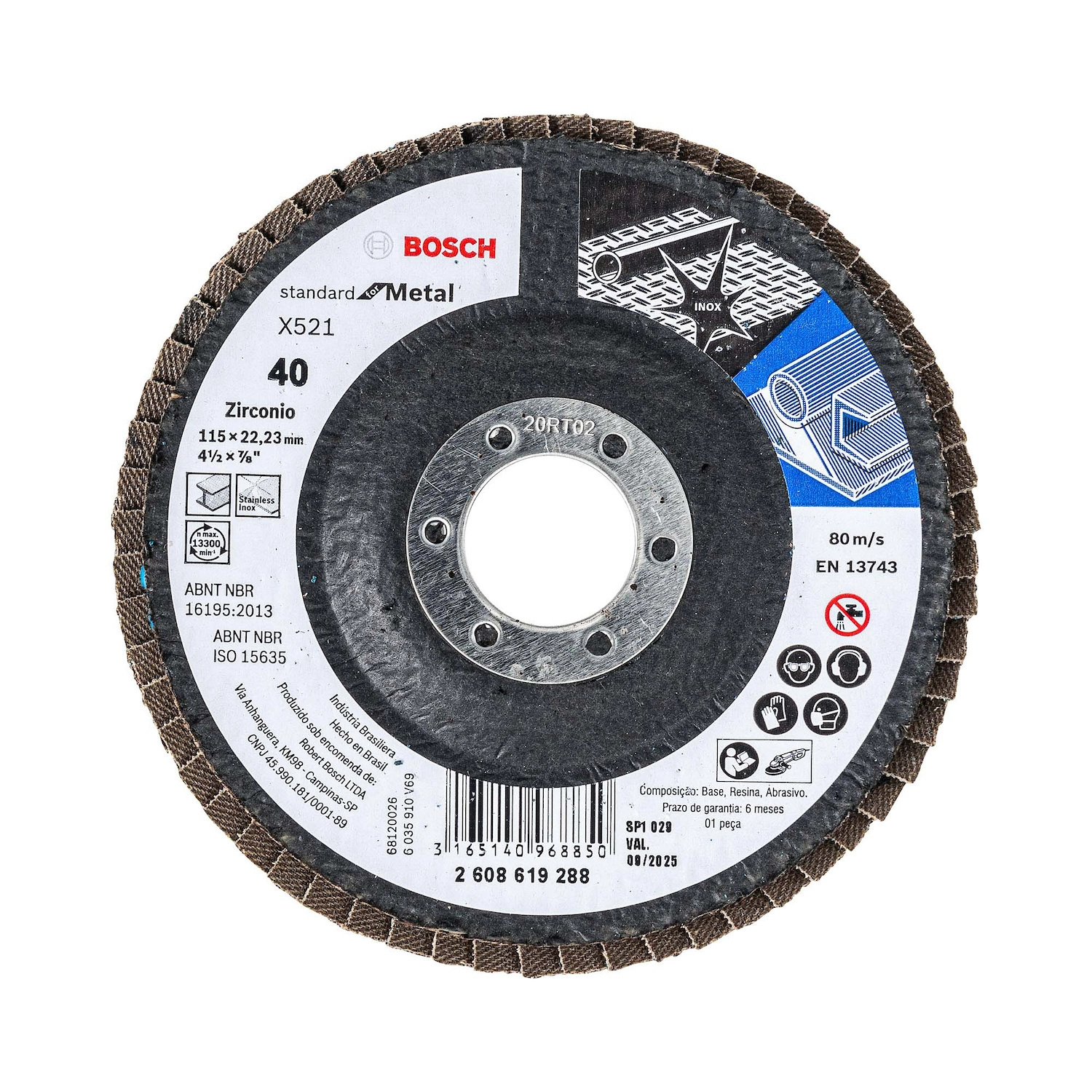 Disco Flap para Metal Grão 40 115mm 4.1/2" 1 unidade Standard For Metal Bosch