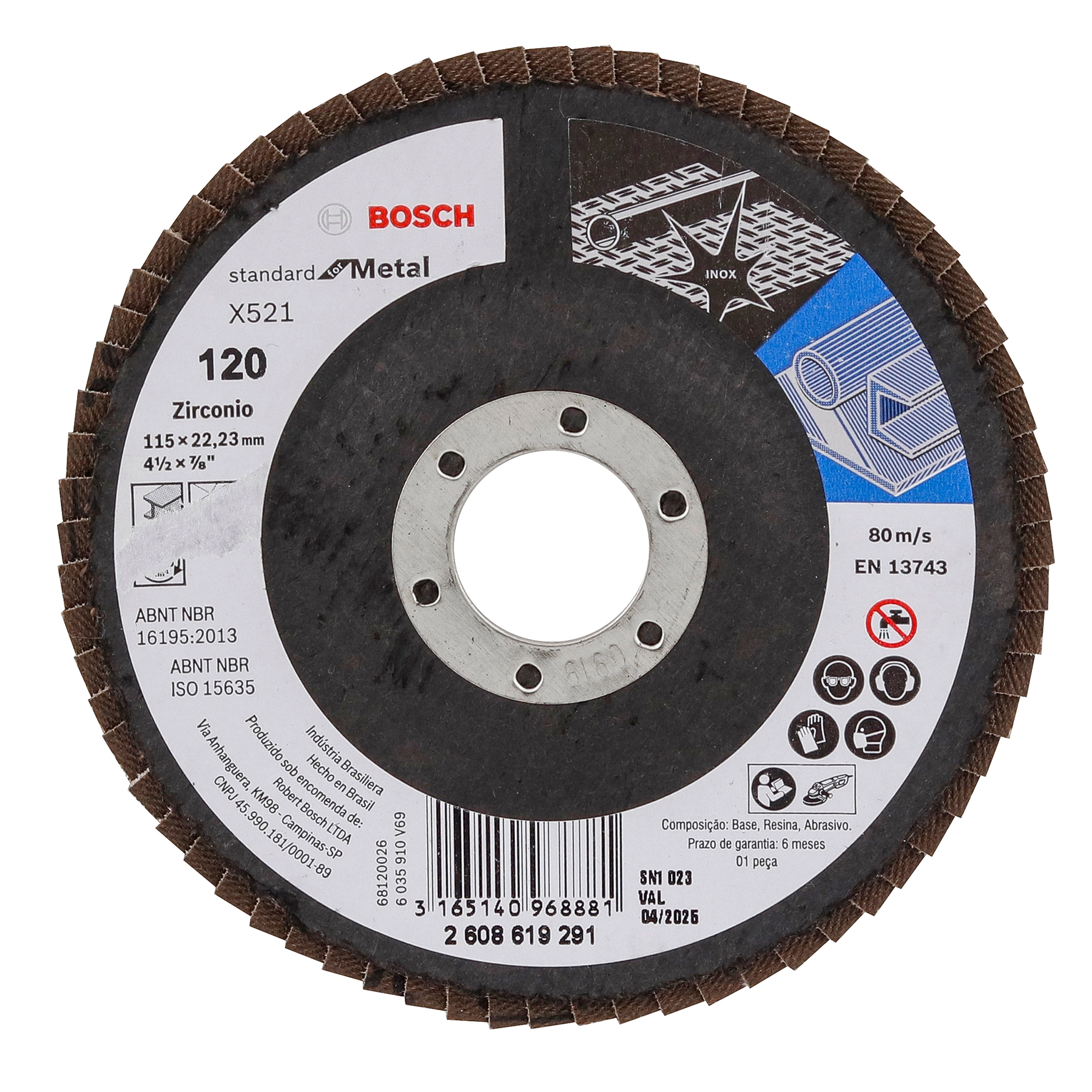 Disco Flap 4.1/2 para Metal Grão 120 Bosch