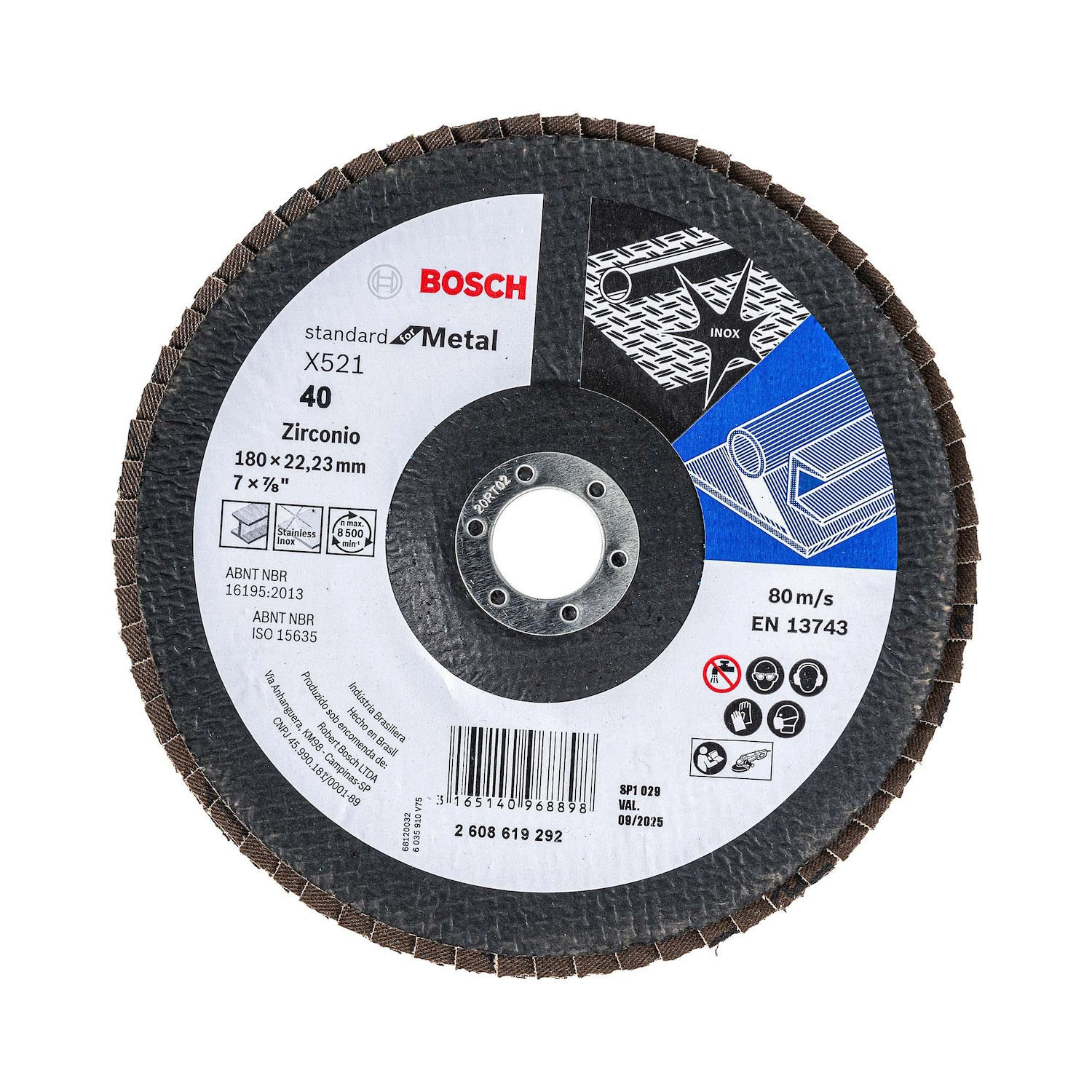 Disco Flap para Metal Grão 40 180mm 7" 1 unidade Standard For Metal Bosch