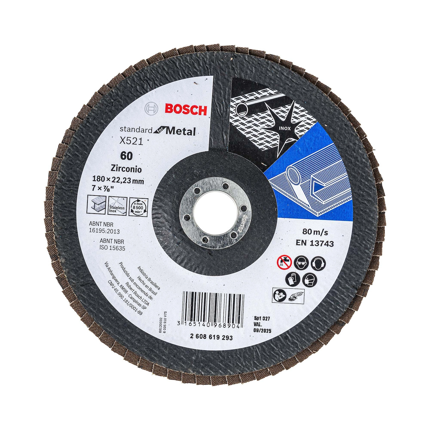 Disco Flap para Metal Grão 60 180mm 7" 1 unidade Standard For Metal Bosch