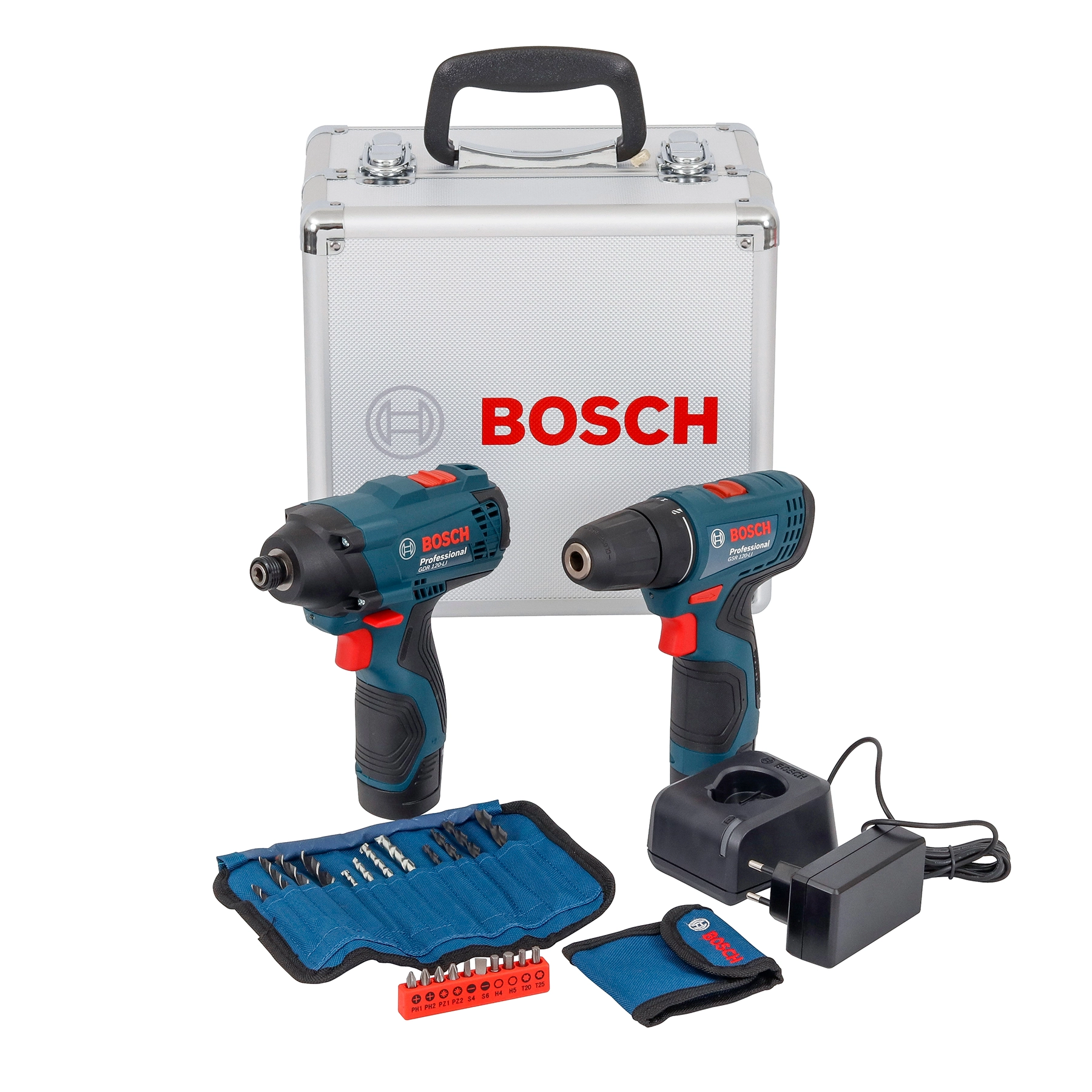 Kit Chave de Impacto e Parafusadeira Bosch a Bateria 12V 3/8" com Maleta, Carregador e 2 Baterias