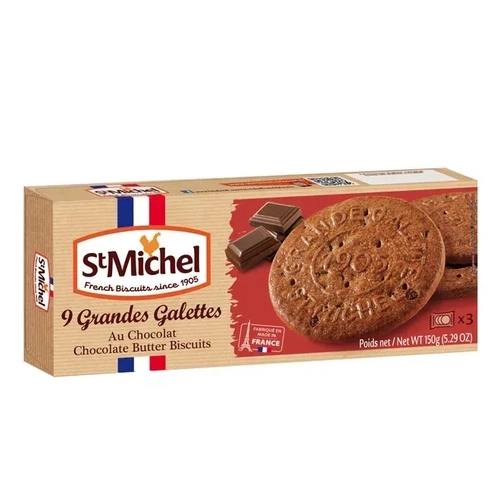 Biscoito Manteiga, Chocolate E Gotas De Chocolate St Michel Caixa 150g