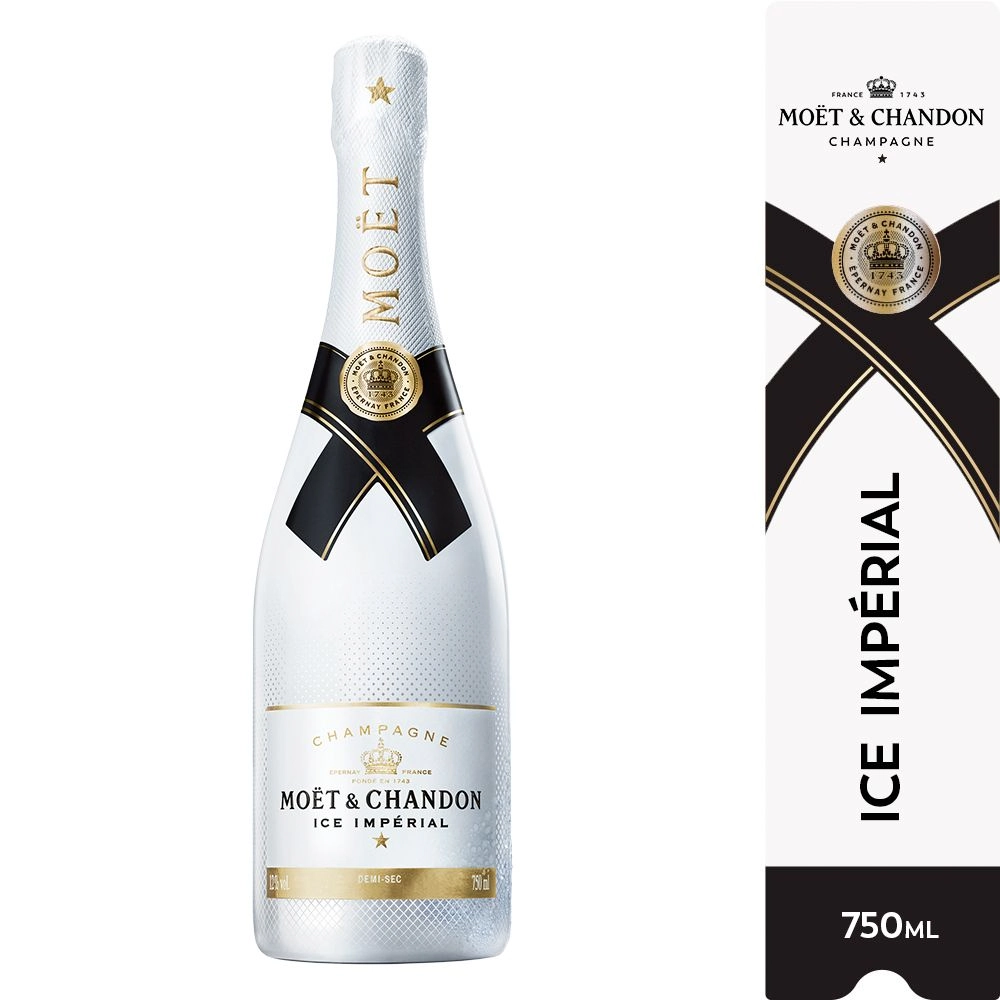 Champagne Francês Branco Moët &amp; Chandon Ice Impérial Pinot Noir Pinot Meunier Chardonnay Epernay Garrafa 750ml