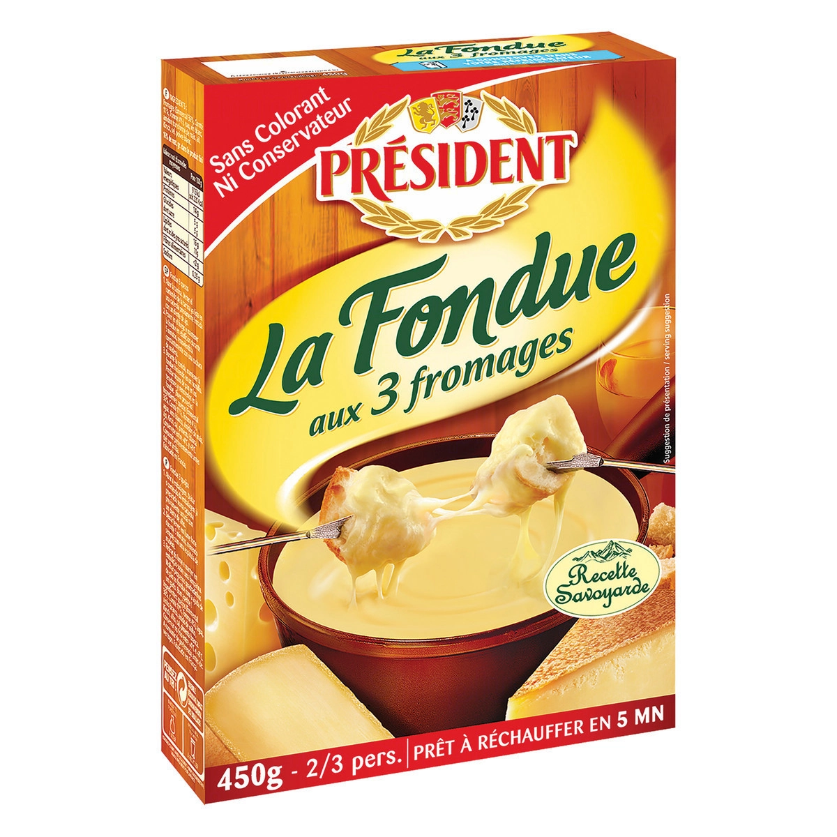 Fondue De 3 Queijos Président Bandeja 450g