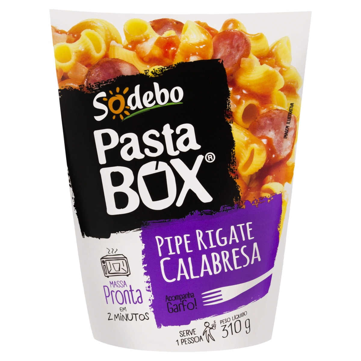 Pipe Rigate Calabresa Sodebo Pasta Box Caixa 310g