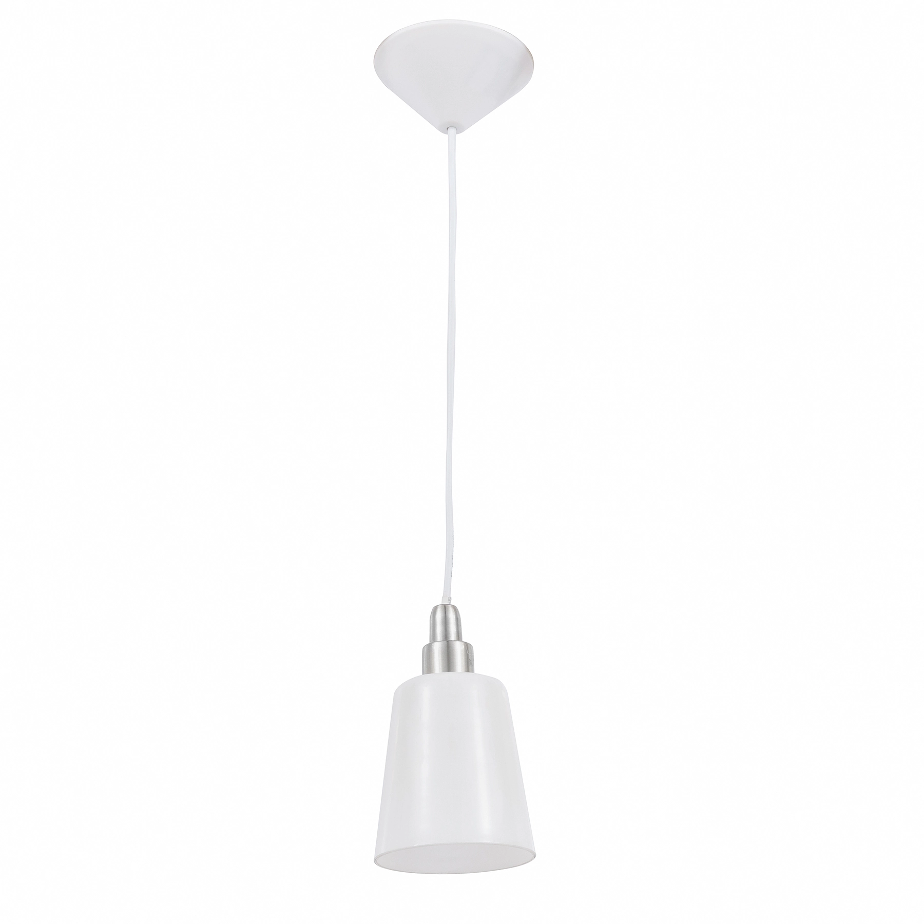 Pendente Cone 1 Lâmpada Plástico e Vidro Branco e Dourado Mily Inspire