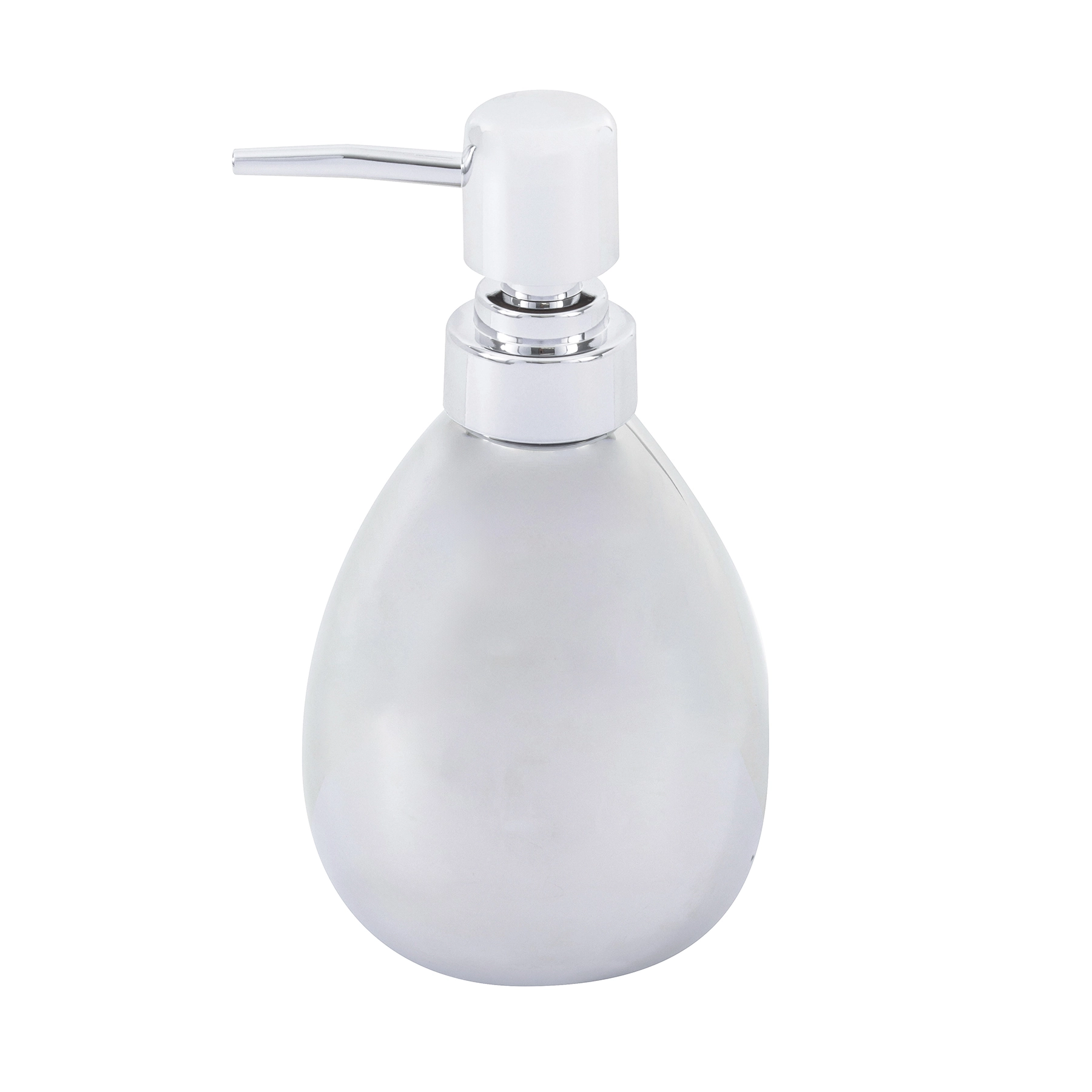 Porta Sabonete Líquido de Bancada para Banheiro 350ml Cerâmica Prata Legend Sensea