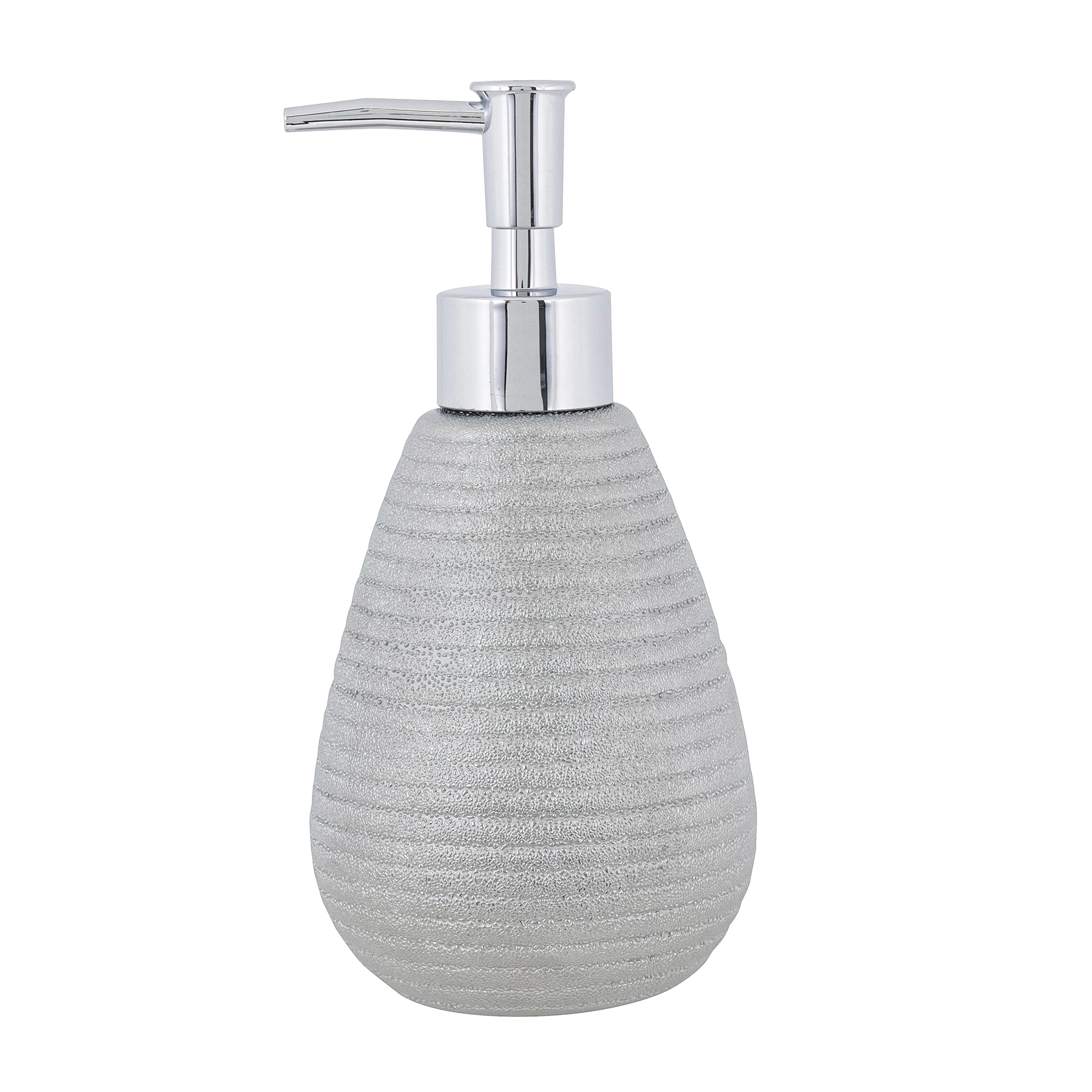Porta Sabonete Líquido de Bancada para Banheiro 330ml Cerâmica Prata Iris Sensea