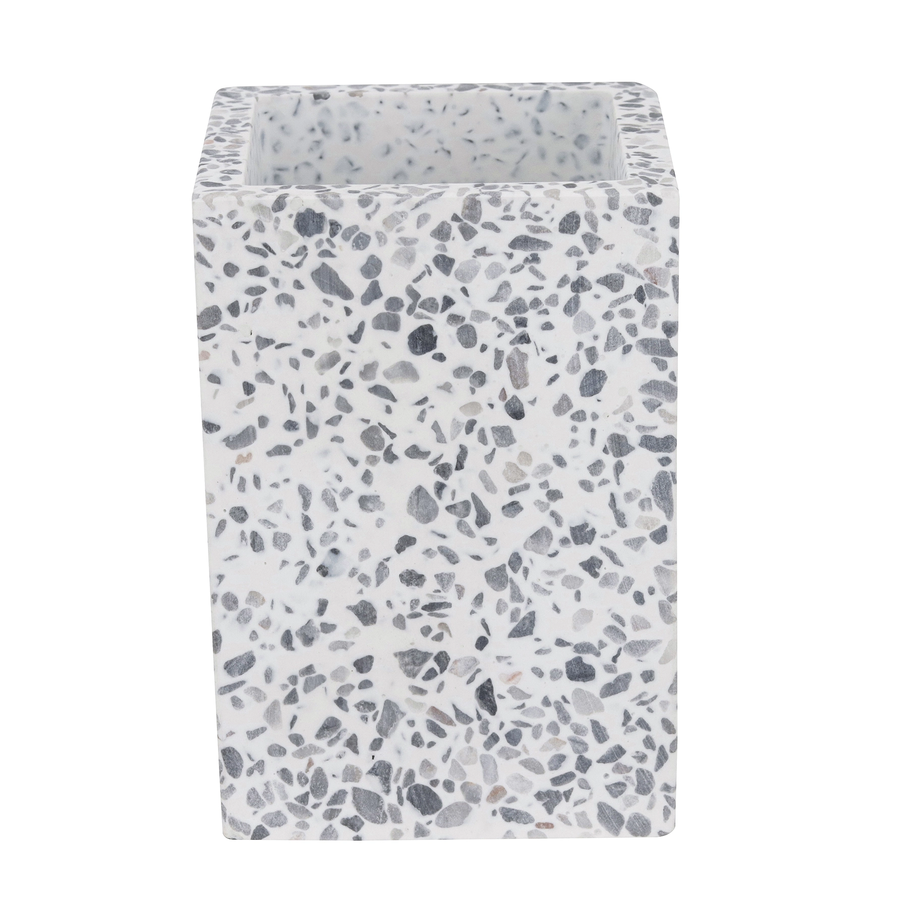 Porta Objetos de Bancada para Banheiro Pedra Branco Terrazo Sensea
