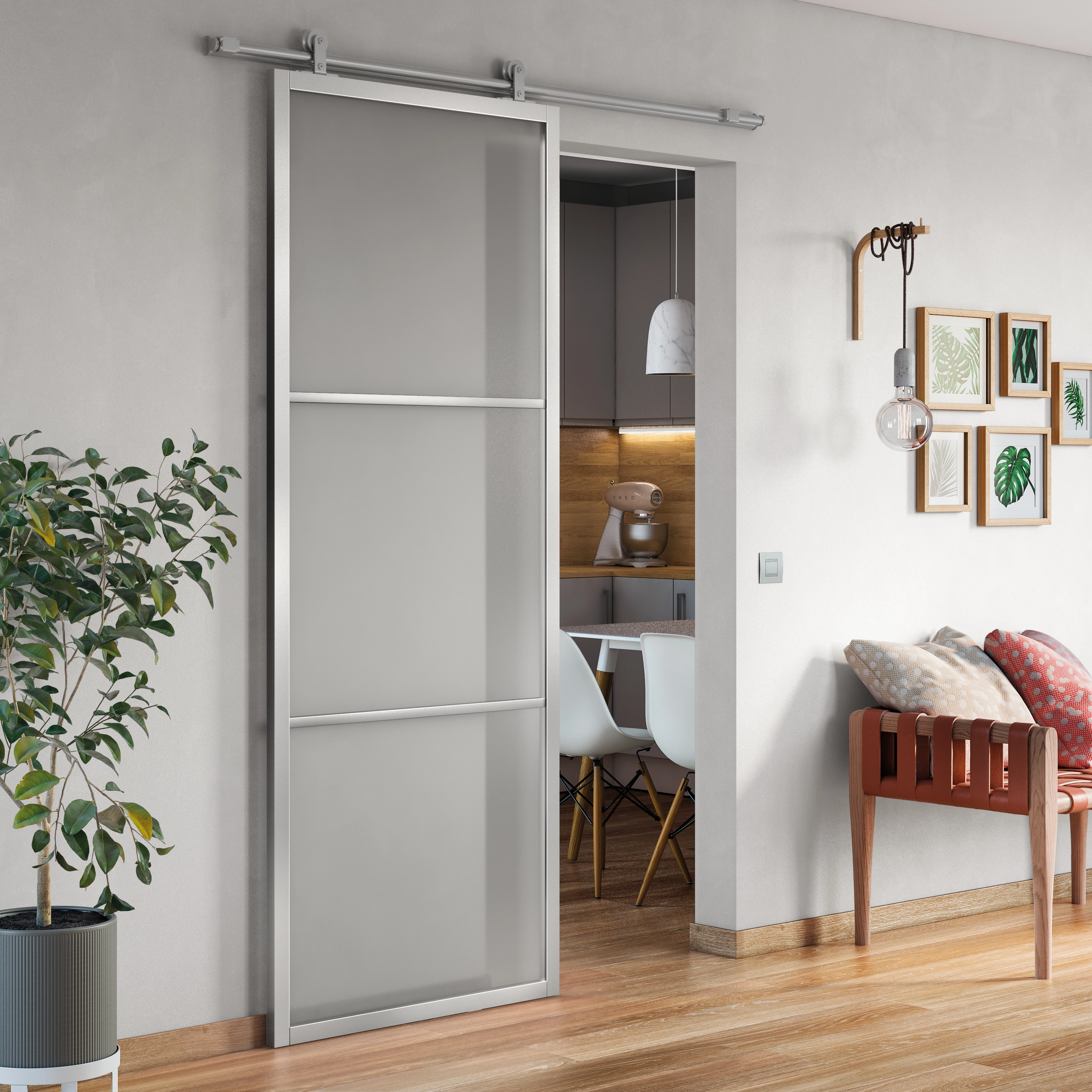 Kit para Porta de Correr 1,86m Loft Alumínio Artens