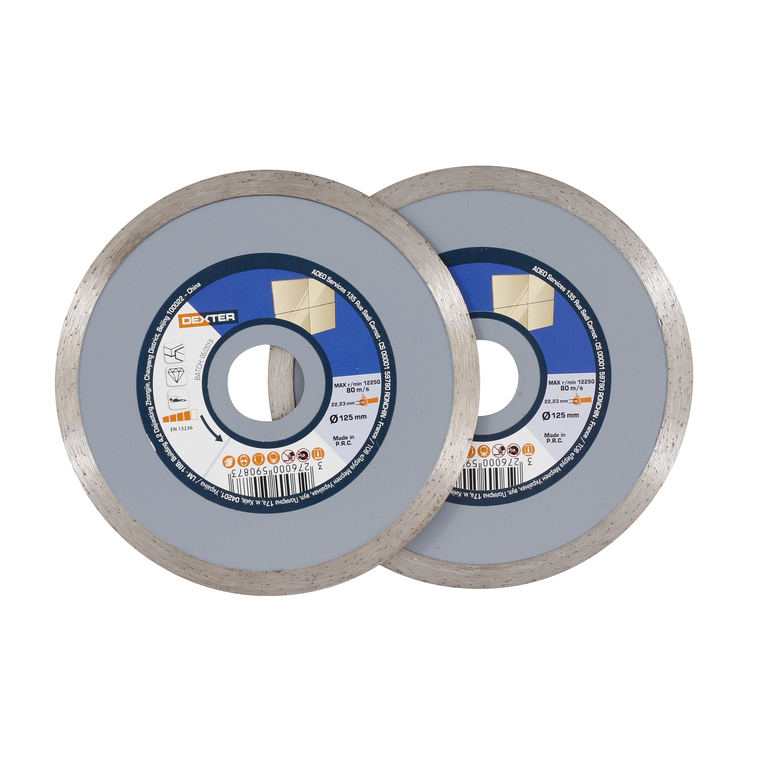 Jogo de Disco de Corte Diamantado Contínuo 125x22,23mm 2 peças Dexter