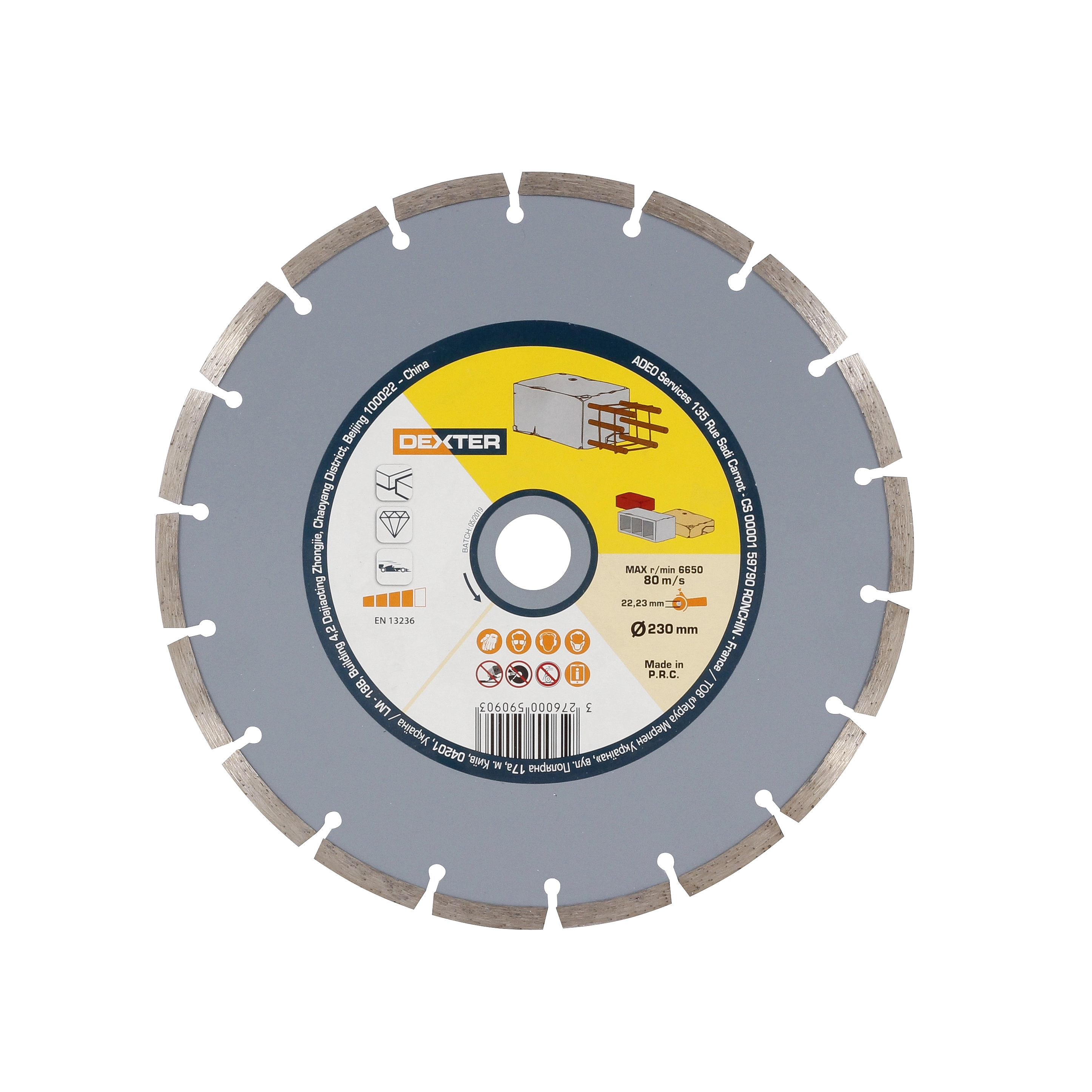 Jogo de Disco de Corte Diamantado Segmentado 230x22,23mm 2 peças Dexter