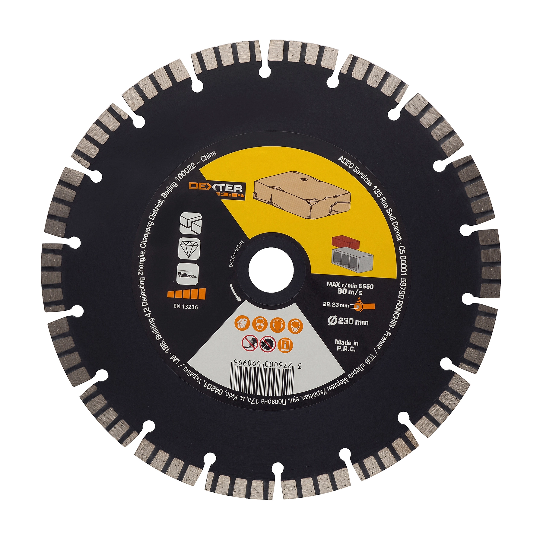 Disco de Corte Diamantado Segmentado 230x22,23mm Dexter Pro